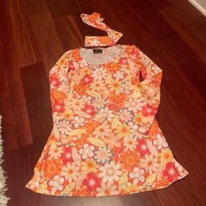 70s Floral Dress with Matching Headband